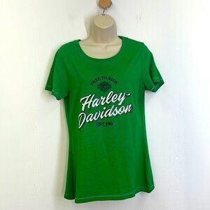 Harley Davidson - Cajun Lafayette Louisiana Alligator Green Harley T Shirt Med